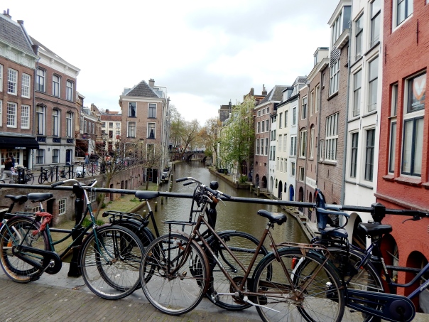 When you are in the city, you see bikes parked wherever there is an opening...usually by a canal. The picture was taken in the city of Utrecht.